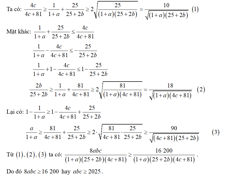 Cho ba số thực dương  thỏa mãn (ảnh 1)