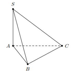 Cho hình chóp S.ABC có đáy là tam giác vuông tại A có AB = a,BC = a căn 5  (ảnh 1)