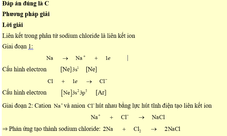 Sodium chloride là một hợp chất có thể tan trong nước lạnh và có nhiệt độ nóng chảy cao . Liên kết trong phân tử sodium chloride là gì? (ảnh 1)
