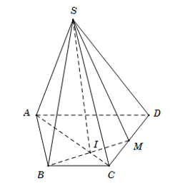 Cho hình chóp S.ABCD có đáy là hình thang ABCD (ảnh 1)