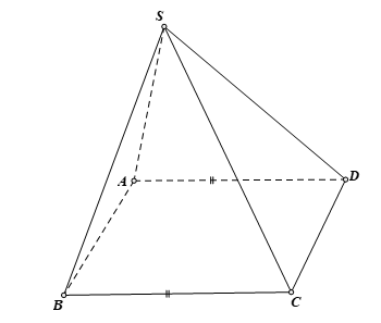 Cho hình chóp S.ABCD có đáy ABCD là hình bình hành. Đường thẳng AD song song với mặt phẳng nào sau đây (ảnh 1)