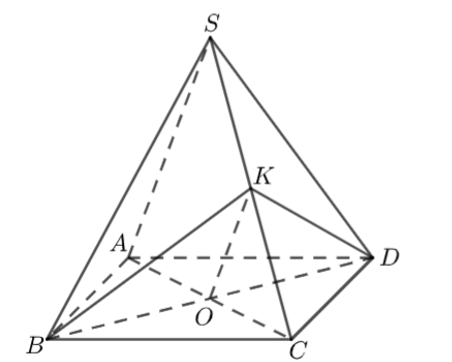 Cho hình chóp S.ABCD có đáy ABCD là hình bình hành. Mặt phẳng (α) qua BD và song song với SA (ảnh 1)