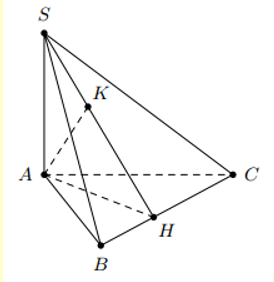 Cho hình chóp S.ABC có đáy là tam giác vuông tại A có AB = a,BC = a căn 5  (ảnh 2)