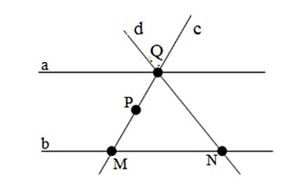 Cho hình vẽ sau: Trong hình vẽ trên, điểm \(Q\) thuộc bao nhiêu đường thẳng? (ảnh 1)
