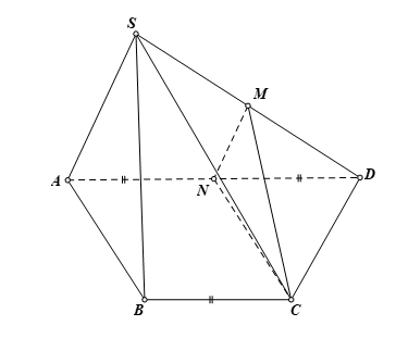 Hình chóp S.ABCD có đáy ABCD là hình thang với AD//BC và AD = 2BC (ảnh 1)