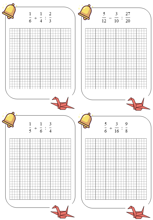 Tính giá trị biểu thức 1/6 + 1/4 : 2/3 = (ảnh 1)