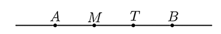 Cho đường thẳng \(MT.\) Lấy điểm \(A\) thuộc đường thẳng \(MT\) sao cho \(M\) là trung (ảnh 1)