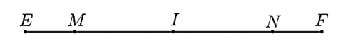Cho hai điểm \(M,\;\,N\) cùng nằm giữa hai điểm \(E\) và \(F\) sao cho (ảnh 1)