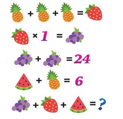 A math problem with fruits

Description automatically generated