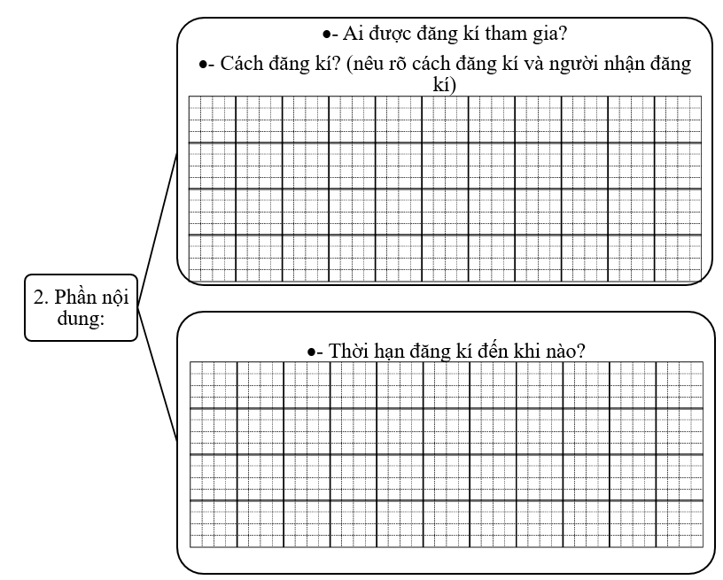 Đề bài số 4: Em hãy viết thông báo của lớp về việc đăng kí một cuộc thi cấp trường (cờ vua, chạy, nhảy xa, hát,...) nhân ngày Nhà giáo Việt Nam 20/11.   (ảnh 3)