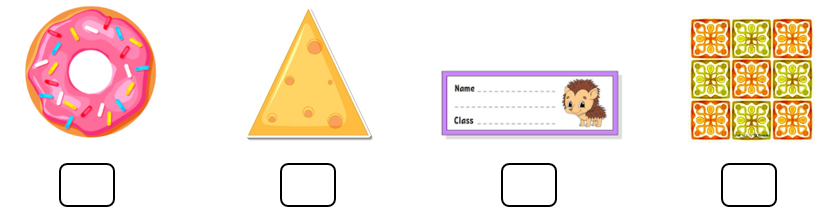 Điền dấu √ vào đồ vật hình tròn và dấu × vào đồ vật hình chữ nhật. (ảnh 1)