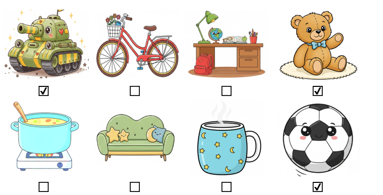 a) Đánh dấu ☑ vào những vật dụng là đồ chơi. (ảnh 2)