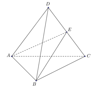 Cho tứ diện đều ABCD. Số đo góc giữa hai đường thẳng AB và CD là (ảnh 1)