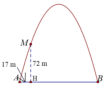 Một chiếc cổng có hình dạng là một parabol. Biết khoảng cách giữa hai chân cổng bằng 162 m. Trên thành (ảnh 1)