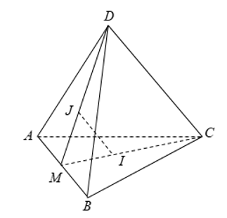 Cho tứ diện ABCD. Gọi I,J lần lượt là trọng tâm tam giác ABC và ABD. Chọn khẳng định đúng. (ảnh 1)