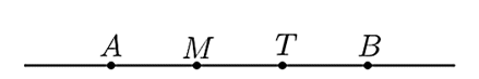 Cho đường thẳng \(MT.\) Lấy điểm \(A\) thuộc đường thẳng \(MT\) sao cho (ảnh 1)