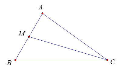 Cho tam giác ABC có AB = 8 , AC= 5 ,góc BAC = 120 độ . Gọi M là trung (ảnh 1)
