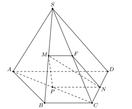 Cho hình chóp S.ABCD có đáy ABCD là hình thang ( {AD//BC,2AD = 5BC (ảnh 1)