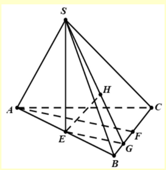 Cho hình chóp S.ABC có đáy là tam giác đều, tam giác SAB vuông cân tại S và (ảnh 1)
