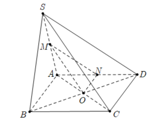 Cho hình chóp S.ABCD có đáy là hình bình hành tâm O (ảnh 1)