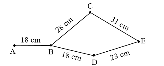 Trong hình dưới đây, đường gấp khúc nào ngắn nhất? (ảnh 1)