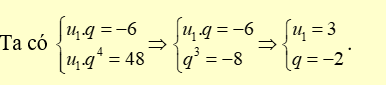 Cho cấp số nhân un có {u_2} = - 6,{u_5} = 48. Tính {S_5} (ảnh 1)