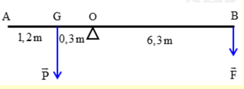 Một thanh chắn đường ở trạm thu phí dài 7,8m có khối lượng 210kg và trọng tâm cách đầu bên trái 1,2m (ảnh 3)