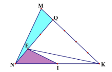 Cho tam giác MNK. Trên cạnh MK lấy Q sao cho KQ = 4QM. Nối NQ (ảnh 1)