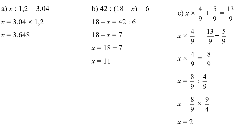 Tìm x:  a) x : 1,2 = 3,04      (ảnh 1)
