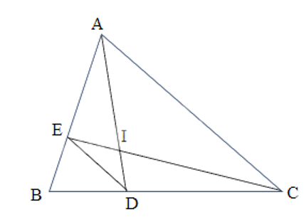 Cho hình vẽ bên, biết BD = 6 cm và bằng 1/3= BC, chiều cao của tam giác (ảnh 2)