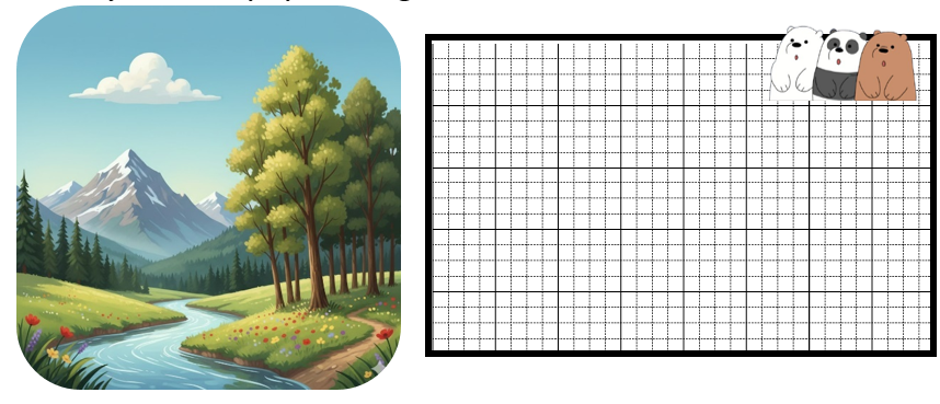 d) Em hãy kể tên 5 sự vật có trong bức tranh sau:  (ảnh 1)