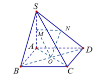 Cho hình chóp S.ABCD có đáy ABCD là hình bình hành tâm 0. (ảnh 1)