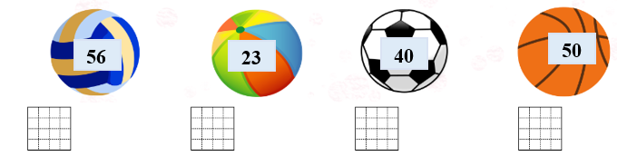 Đánh dấu × vào đồ vật có:  a) Số bé nhất  b) Số lớn nhất (ảnh 1)