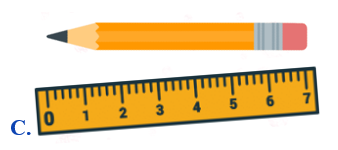 Khoanh vào chữ cái trước cách đặt thước đúng.  (ảnh 3)