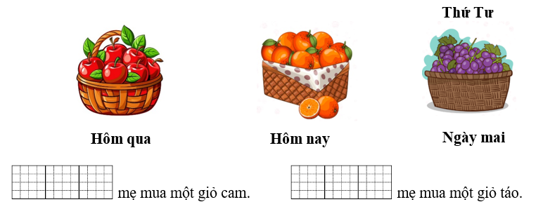 Biết rằng ngày mai là thứ Tư. Em hãy điền các từ “ Thứ Hai”, “Thứ Ba” vào chỗ trống cho phù hợp. (ảnh 1)