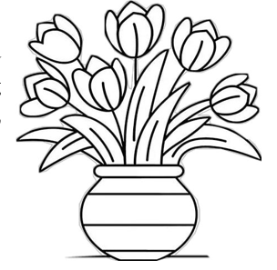 Em hãy tô màu bình hoa bên. Tô màu đỏ hoặc vàng vào 6 bông hoa. Mỗi bông hoa một màu. (ảnh 1)