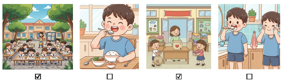 f) Em hãy đánh dấu ✔ vào những công việc, hoạt động cần được viết báo cáo. (ảnh 2)