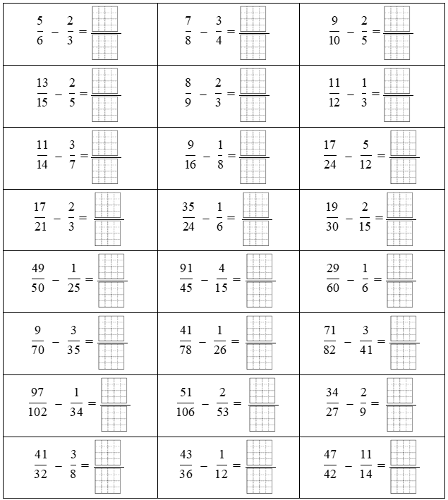 Phép trừ phân số 5/6 - 2/3 = (ảnh 1)
