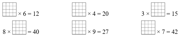 Tìm thừa số chưa biết rồi viết vào ô trống: (ảnh 1)