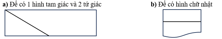 Kẻ thêm một đoạn thẳng: a) Để có 1 hình tam giác và 2 tứ giác (ảnh 2)