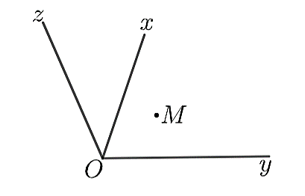 Cho hình vẽ: Điểm \(M\) nằm trong (ảnh 1)