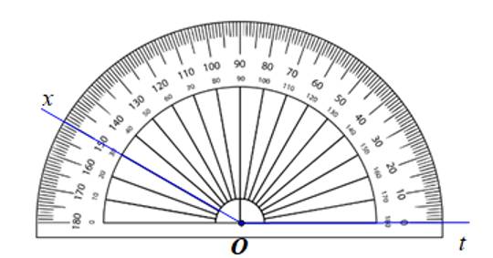 Góc \(xOt\) dưới đây có số đo là (ảnh 1)