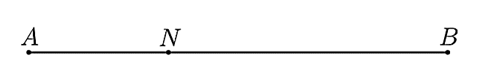 Cho đoạn thẳng \(AB = 6{cm}}Lấy điểm \(N\) thuộc đoạn thẳng (ảnh 1)
