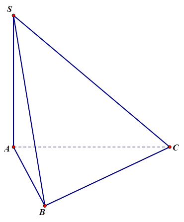  Cho hình chóp S.ABC có SA vuông góc mặt đáy, tam giác ABC vuông tại A, SA = 2cm, AB = 4cm, AC = 3cm. Tính thể tích khối chóp S.ABC. (ảnh 1)