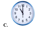 Khoanh vào chữ cái trước câu trả lời đúng: a) Đồng hồ nào dưới đây chỉ 9 giờ: (ảnh 3)