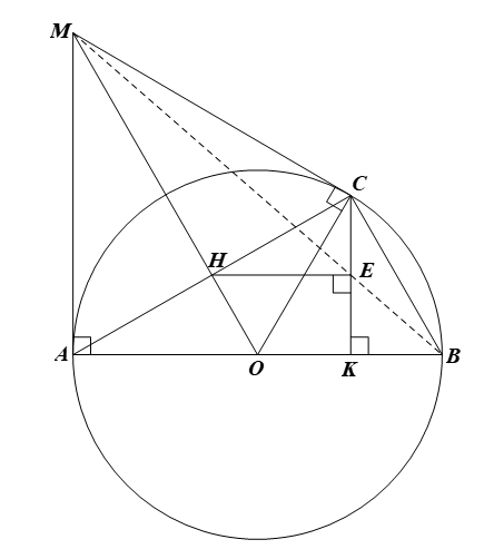 Cho tam gi&aacute;c \(ABC\) c&oacute; \(CA > CB\) v&agrave; nội tiếp đường tr&ograve;n t&acirc;m \(O\) đường k&iacute;nh (ảnh 1)