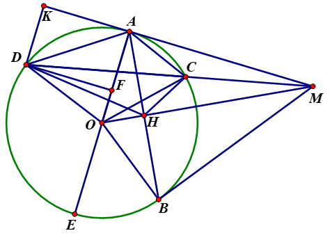 Từ điểm\(M\)nằm ngoài đường tròn \((O),\)kẻ hai tiếp tuyến  (ảnh 1)