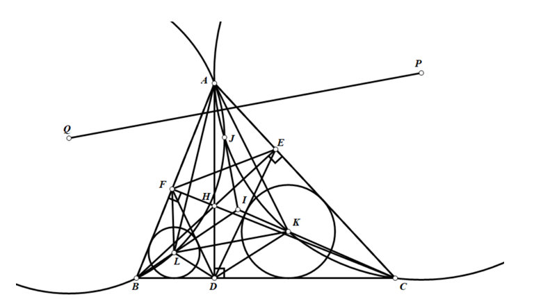 Cho tam gi&aacute;c nhọn \[ABC\]c&oacute; c&aacute;c đường cao \[AD,BE,CF.\] (ảnh 1)