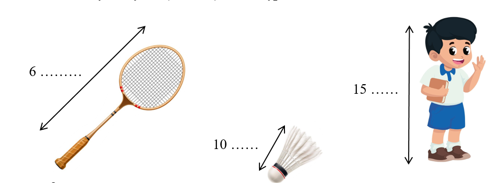 Viết đơn vị đo độ d&agrave;i (cm, dm) th&iacute;ch hợp v&agrave;o chỗ chấm: (ảnh 1)