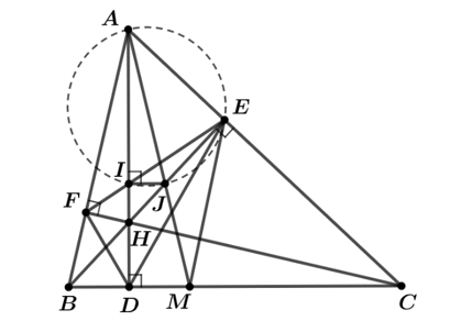 Cho tam giác \(ABC\) nhọn (\(AB < AC\)) có các đường cao (ảnh 1)